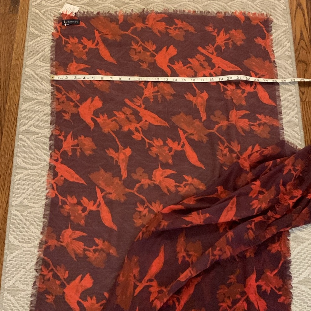 Lands End NWT Shawl Wrap, Long Length, Wide Stole, Gauzy Lightweight, Bird Print - Picture 5 of 9